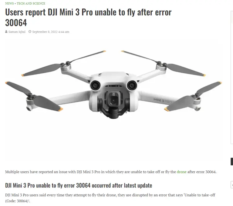 Fix DJI Drone’s Unable to Take-off (Code: 30064)